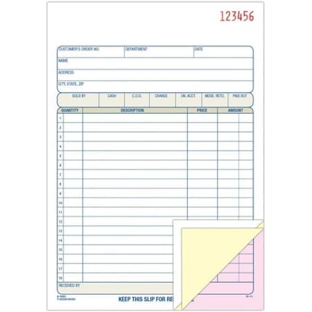 Adams Business Forms Adams Business Forms TC5805 5.56 x 8.43 in. 3 Part Carbonless 3-Part Sales Order Books; 50 per Sheets TC5805